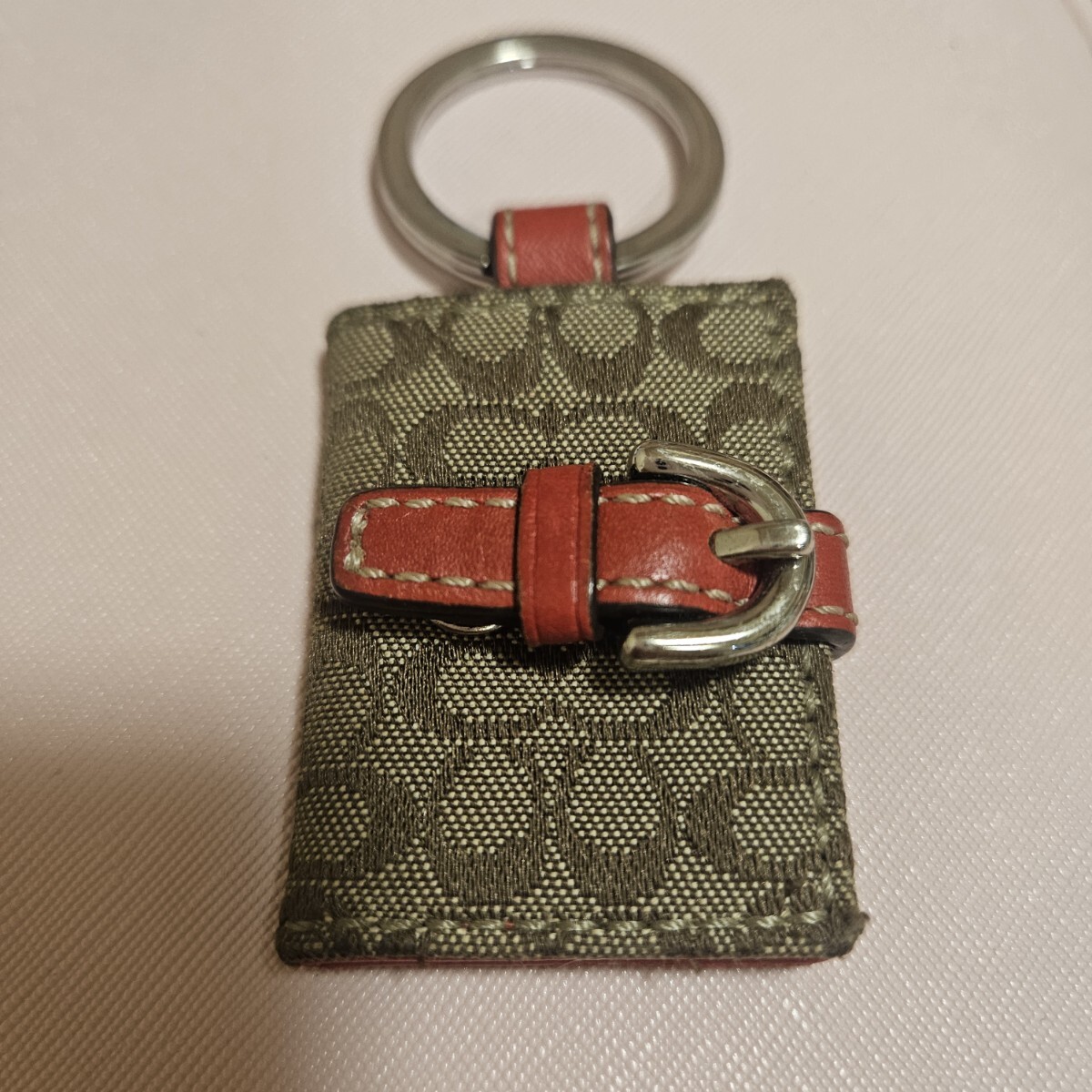 美品 COACH コーチ シグネチャー 手帳型 フォトフレーム キーホルダー チャーム