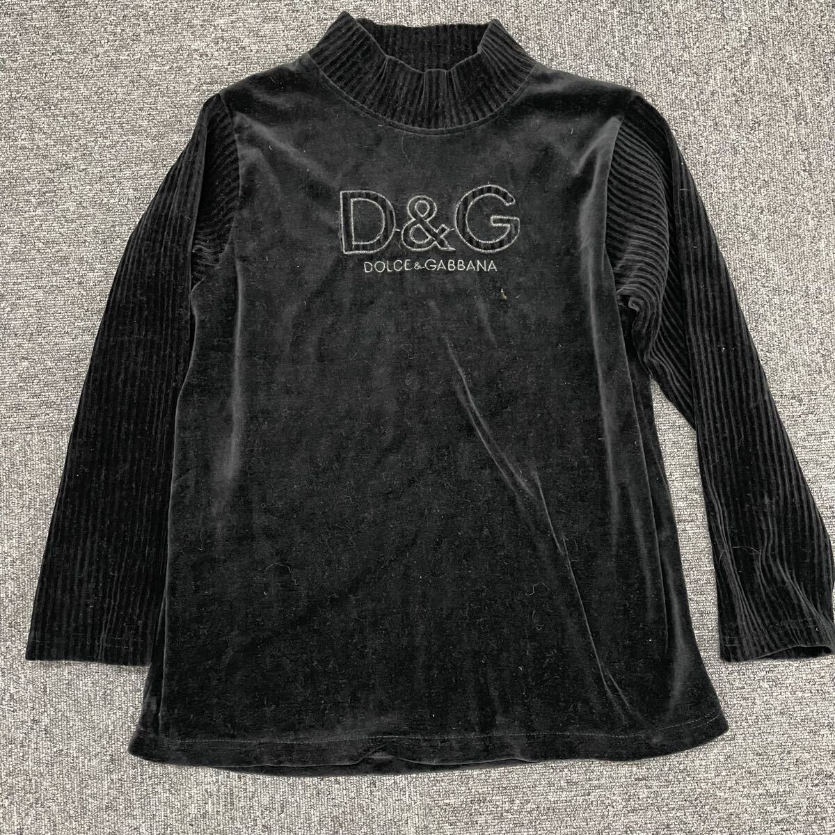 8ysR ドルチェ&ガッバーナ 長袖Tシャツ 長袖カットソー ブラック M ベロア