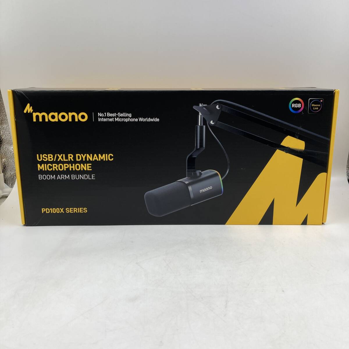 【通電確認済】MAONO XLR/USB ゲーミングマイク PCマイクセット ポッドキャスト ダイナミックマイク PD100X ブラック/Y42873-L3