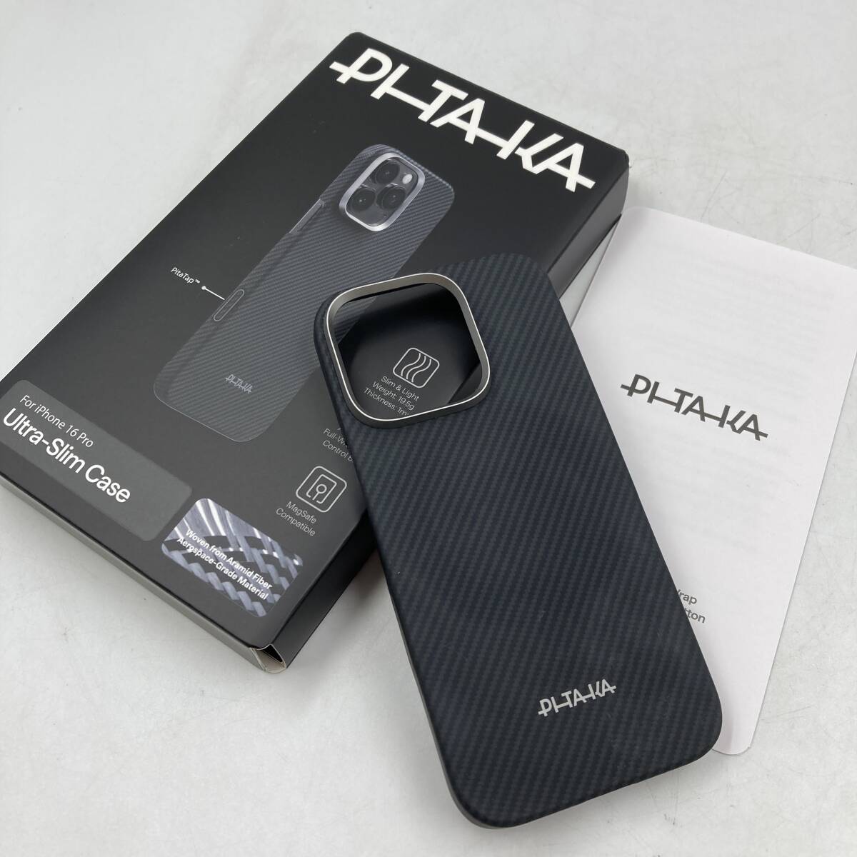 PITAKA　iPhone 16 Pro用 ケース MagSafe対応 (黒/グレー）/Y42906-G2