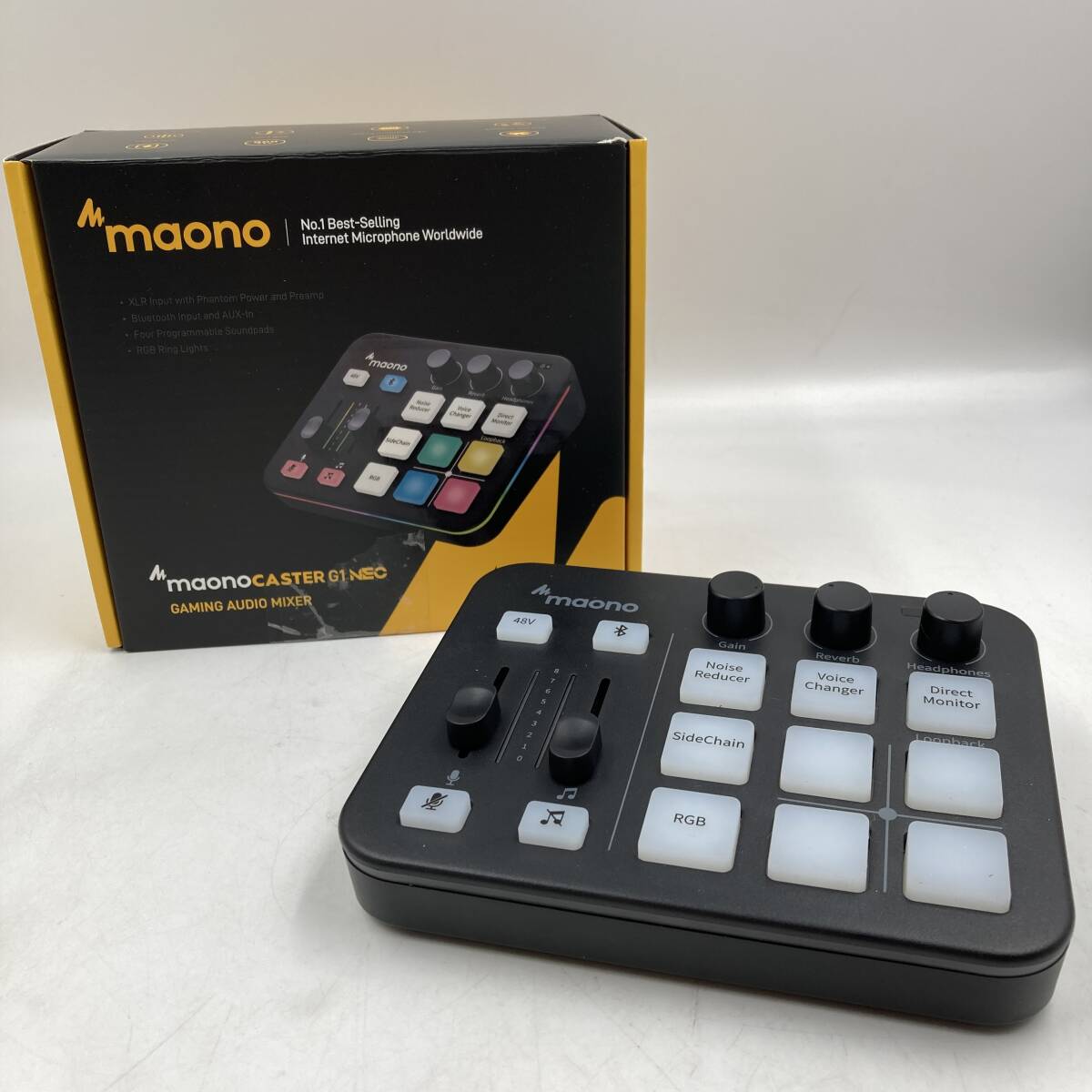 【通電確認済】MAONO ゲーミングオーディオミキサー オーディオインターフェース ポータブル一 ミキサー G1 NEO ブラック/Y42907-S1