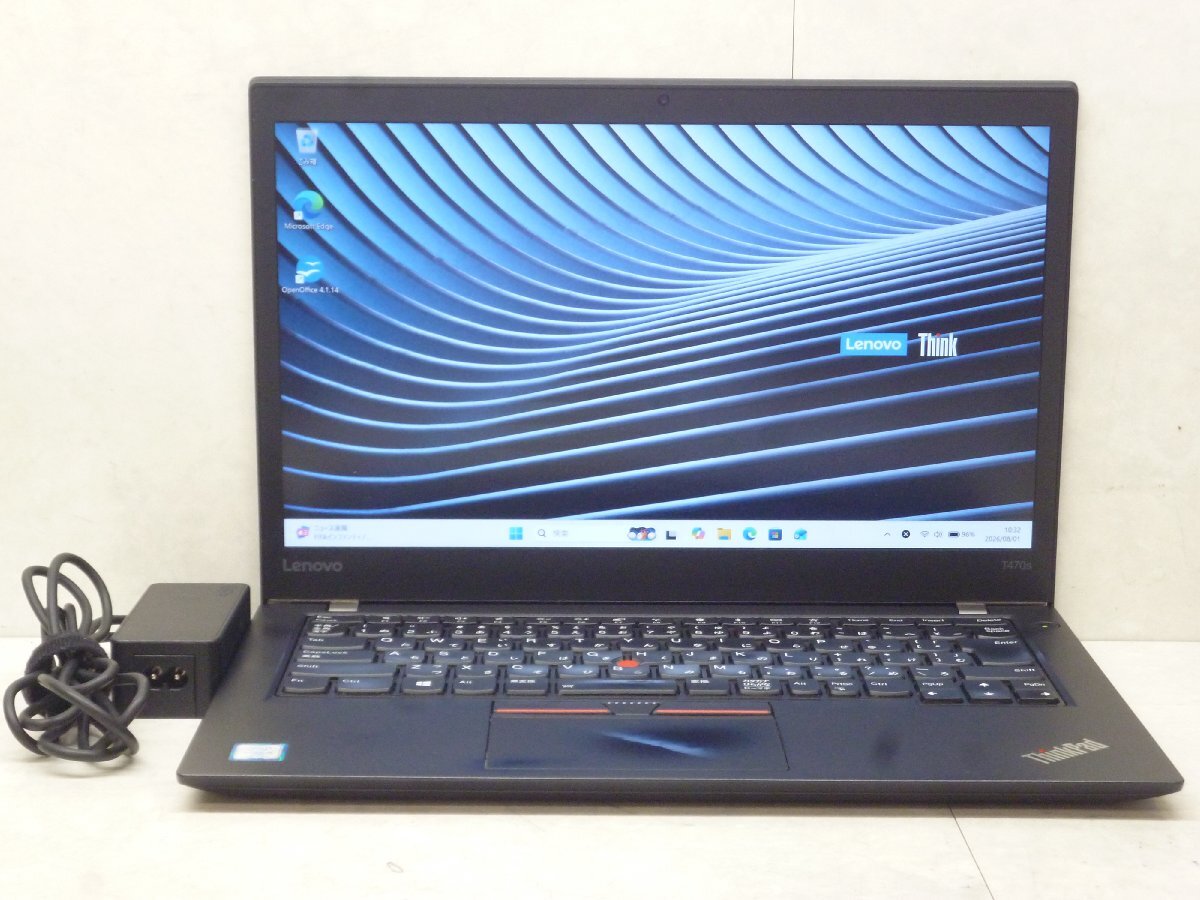 ☆1円☆第7世代☆Thinkpad T470s 20HF-A030JP☆Core i5 2.60GHz/8GB/SSD256GB/高解像度/無線/Bluetooth/カメラ/Office/Win11 DtoD領域☆