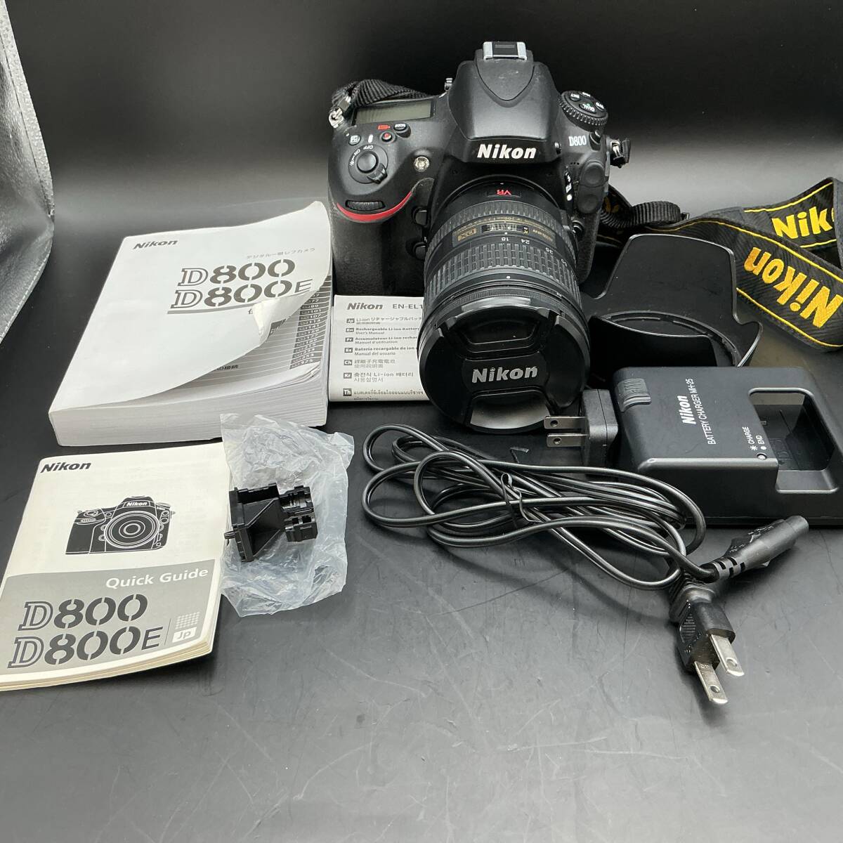 828◇ Nikon ニコン D800 一眼レフ 電源 通電確認 バッテリー有 レンズ NIKKOR AF-S 18-200mm 他付属品有