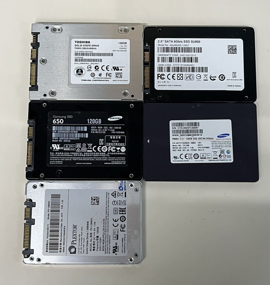 TOSHIBA/Samsung など　内蔵HDD 計5個まとめ　120GB〜128GB 動作簡単確認　中古現状品　(60s)C