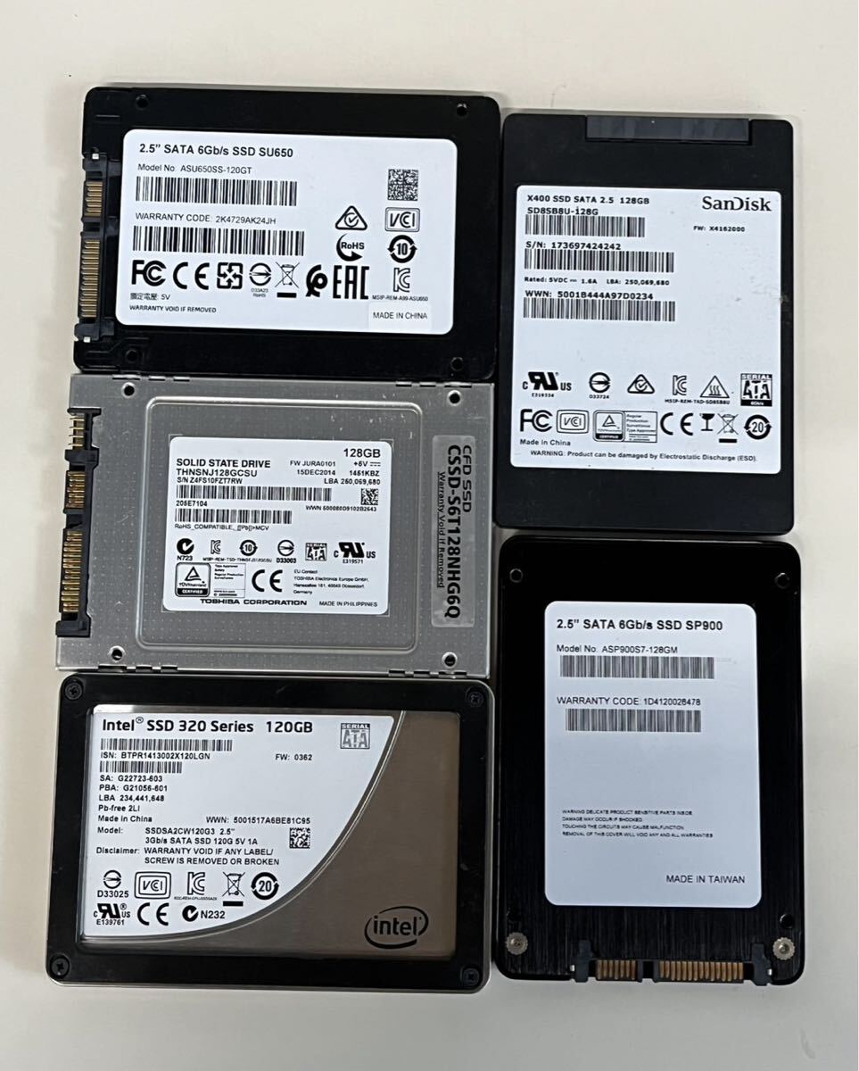 SanDisk/SATA/ SSD など　内蔵ハードディスク　120GB〜128GB 計5個まとめ　動作簡単確認　中古現状品(60s)A