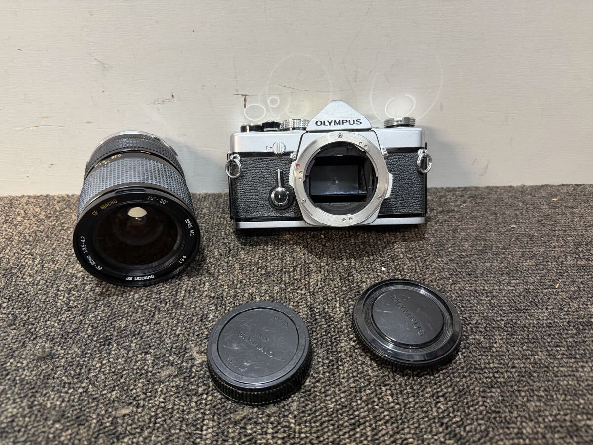 OLYMPUS OM-1 フィルムカメラ ボディ TAMRON SP 28-80mm F3.5-4.2 CF MACRO φ67 レンズ付き シャッター動作確認 現状品