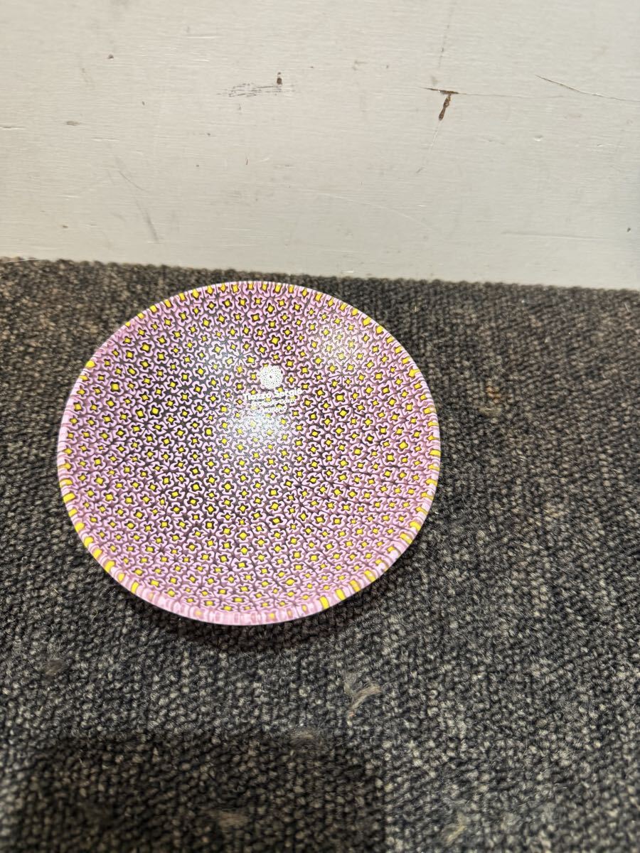 未使用保管品 Tiozzo Sergio MURANO ムラーノガラス ミルフィオリ 小皿 プレート 約11cm 