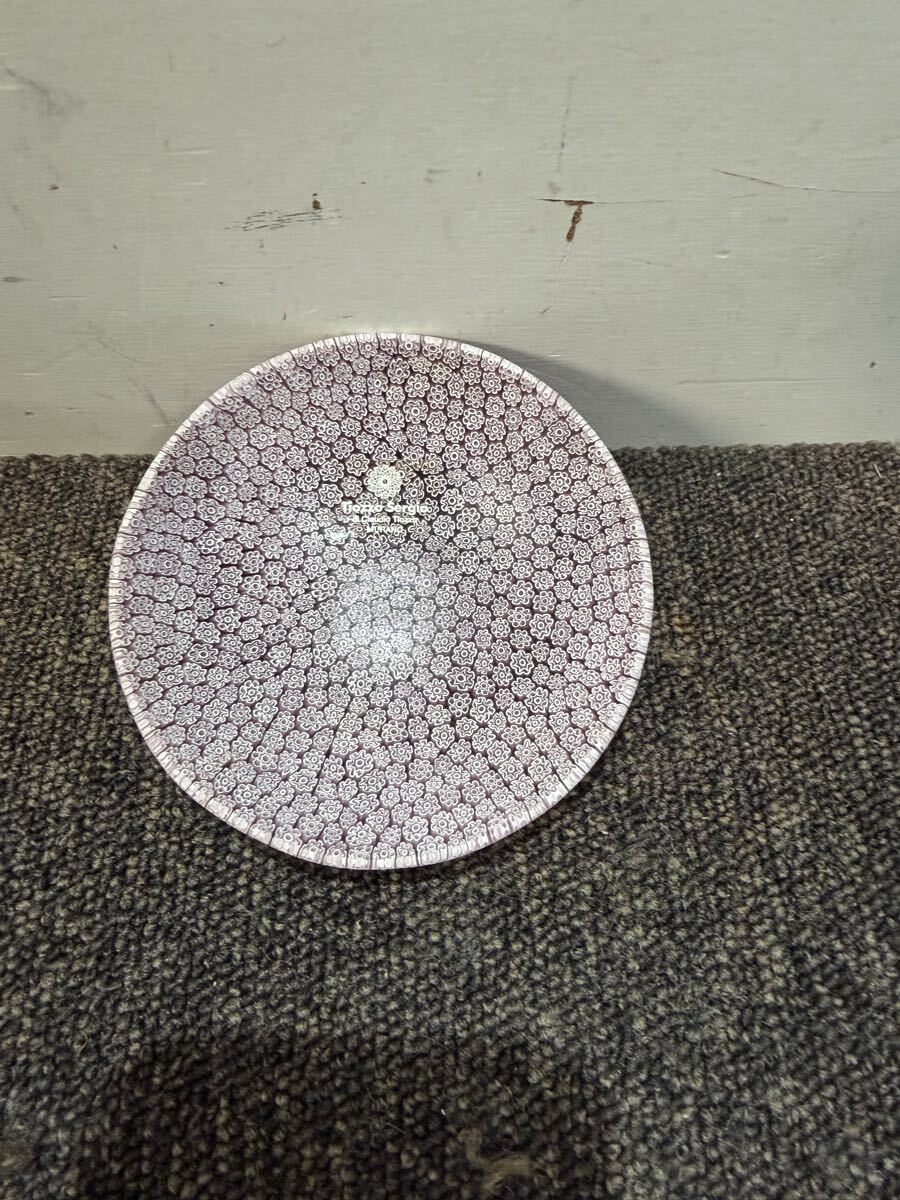 未使用 長期保管品 Tiozzo Sergio MURANO ムラーノガラス ミルフィオリ 小皿 プレート 約11cm シール付き