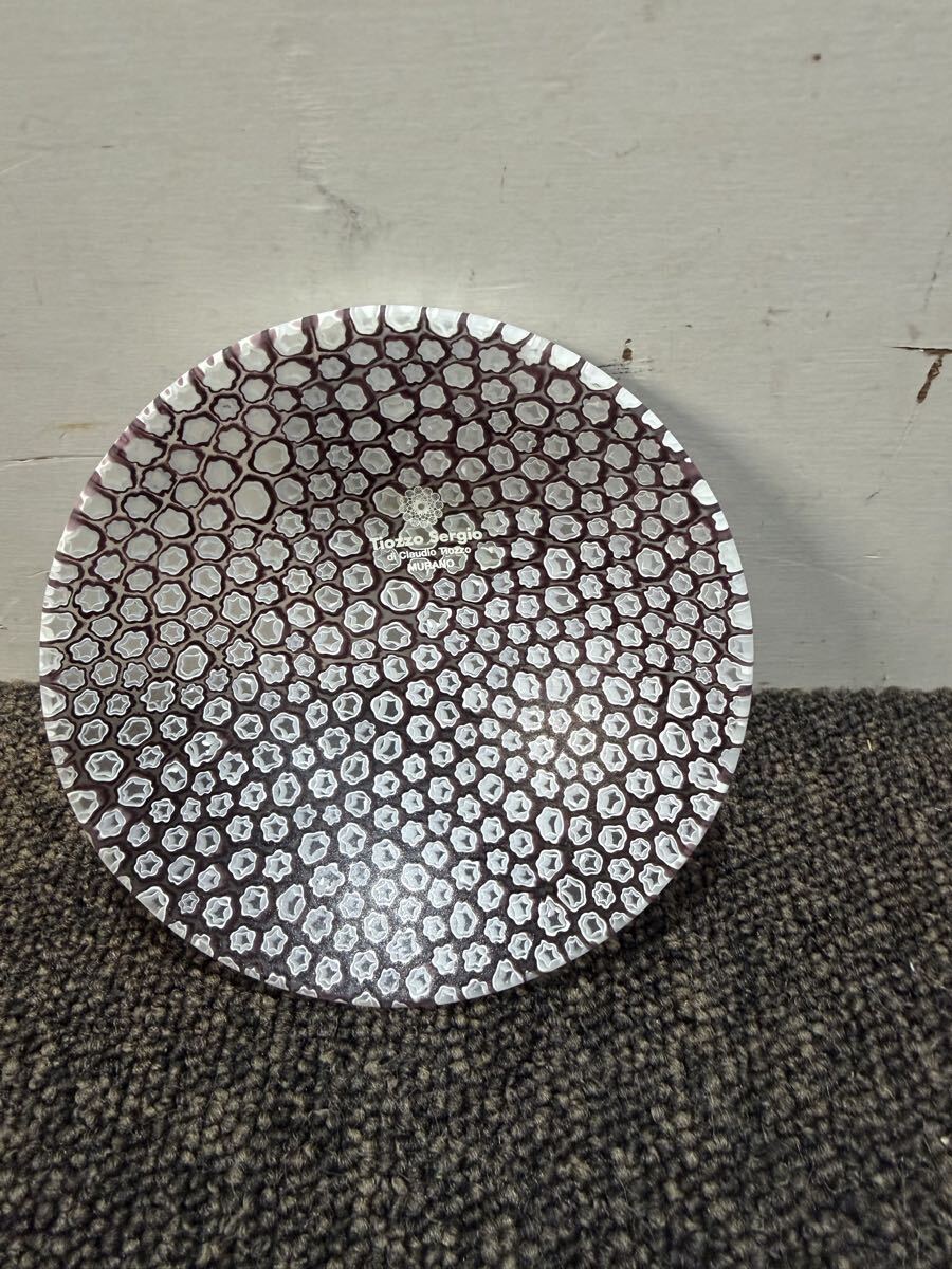 未使用 長期保管品 Tiozzo Sergio MURANO ムラーノガラス ミルフィオリ 小皿 プレート 約11cm