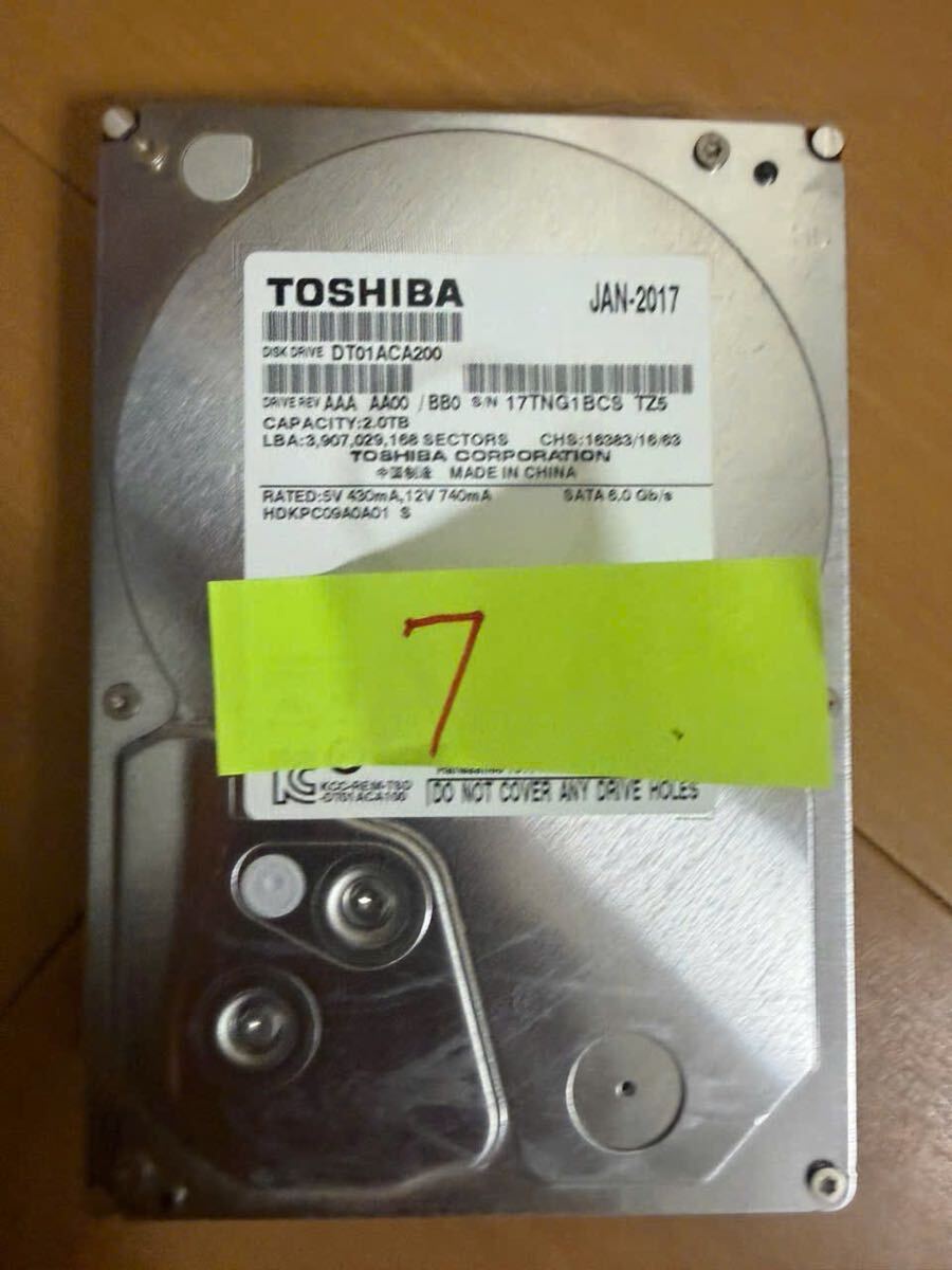 TOSHIBA 2TB HDD DT01ACA200 3.5インチ SATA 6Gb/s 7200RPM CrystalDiskInfo正常 使用28106時間