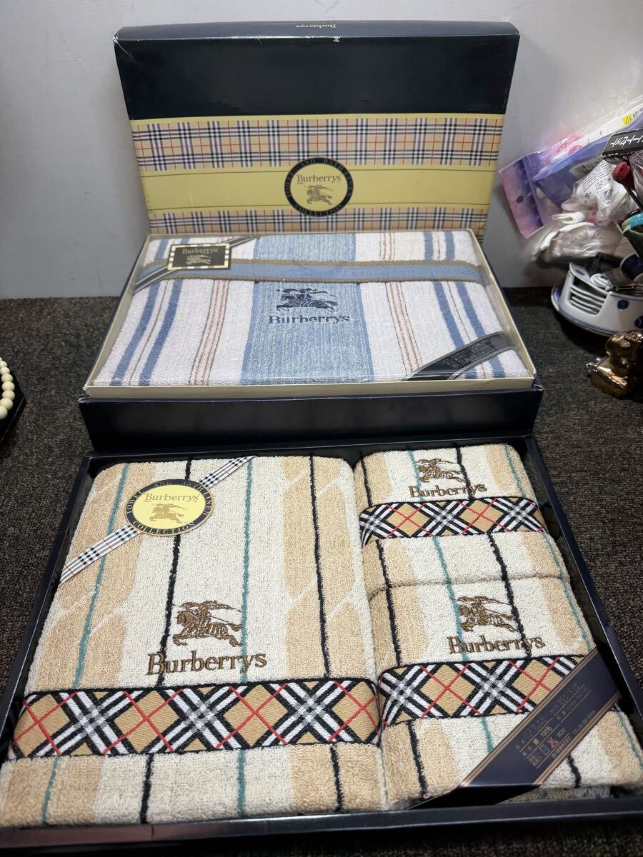 Burberry’s バーバリーズ タオルケット・バスタオル・フェイスタオル 2箱セット 未使用品 綿100％ まとめ売り 西川産業
