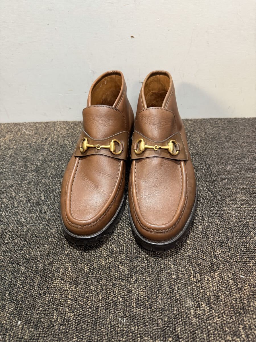 美品 GUCCI グッチ ホースビット レザーシューズ 0067 114 サイズ41 ブラウン メンズ 革靴 ローファー イタリア製