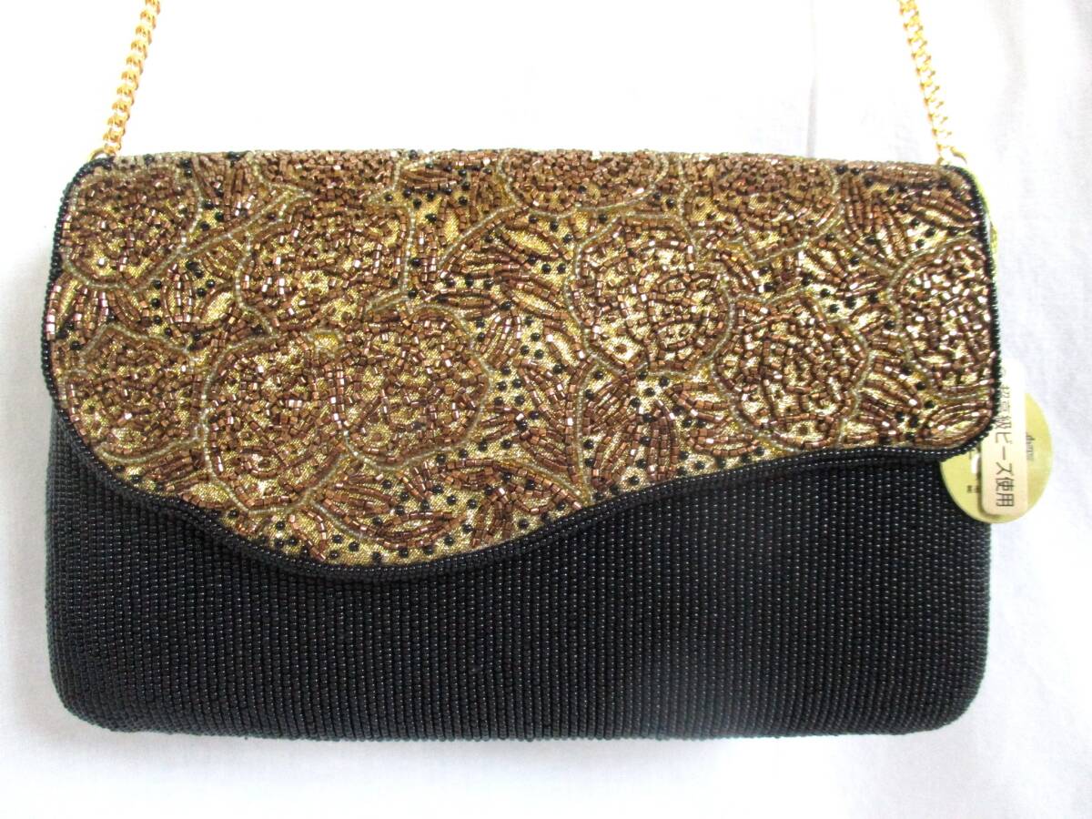 15）超高級ビーズパーティーバッグ　二重糸本刺繍　未使用品