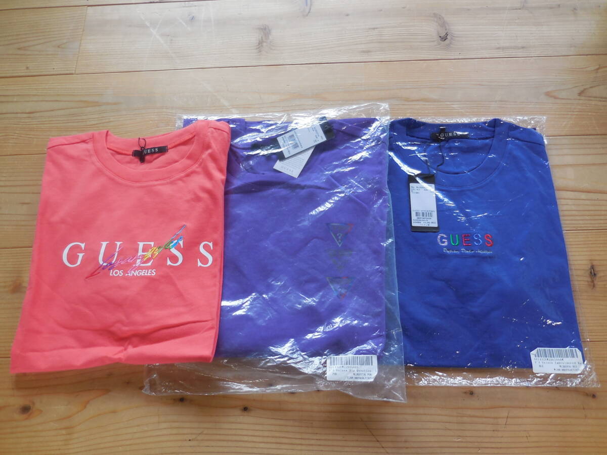 未使用 GUESS Tシャツ Sサイズ 紫 1枚 / Mサイズ 2枚 おまとめ ゲス 激安1円スタート A31