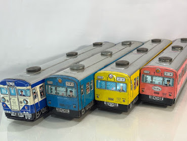 イチコー玩具 ブリキ フリクション 中央線 他 4両まとめ セット 総武線 京浜東北 急行電車など 本体のみ 44センチ 1970年代 日本製