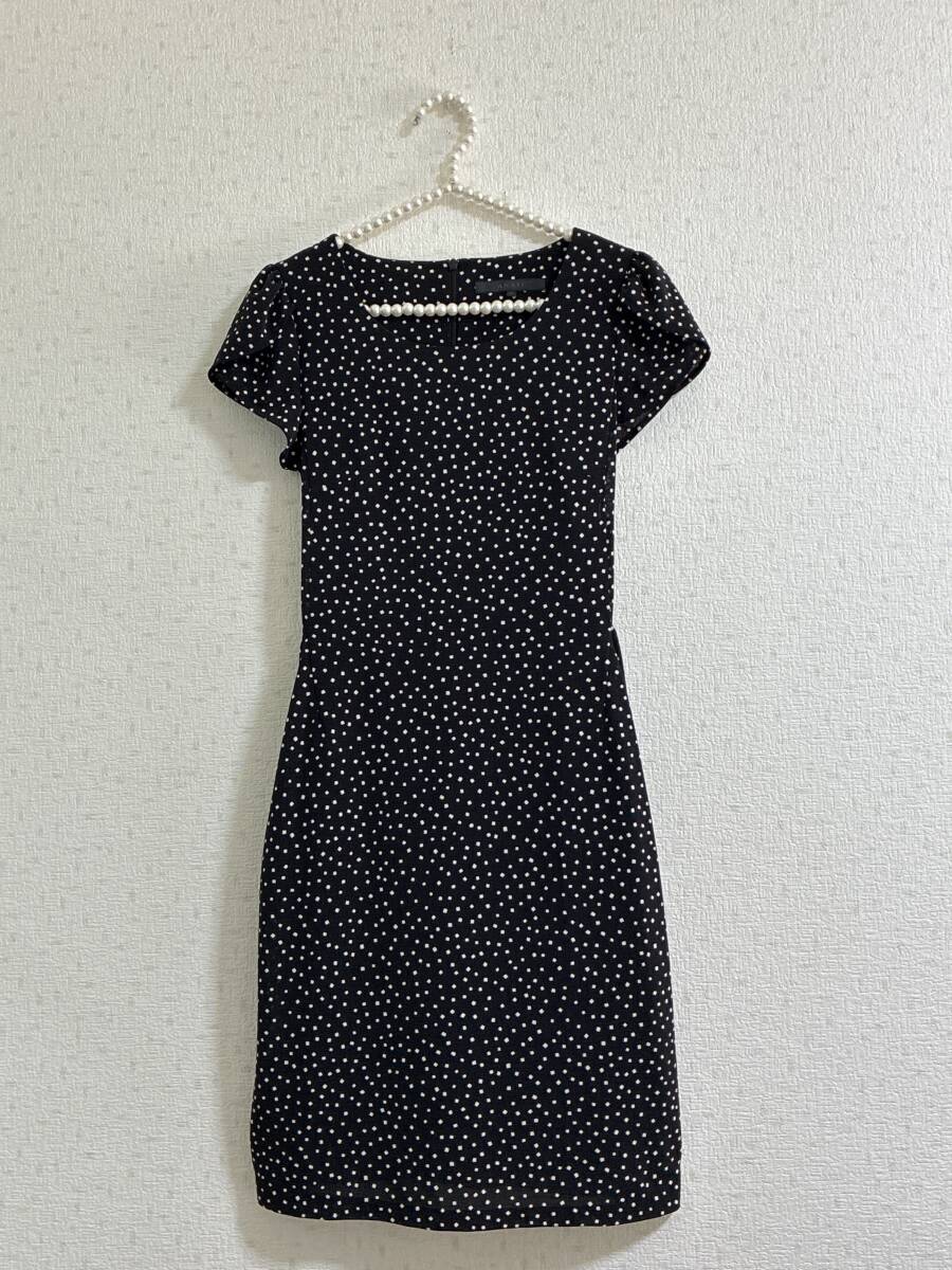 アナイ☆ ドット柄に見える可愛い柄のリボン付き上品なワンピース☆美品