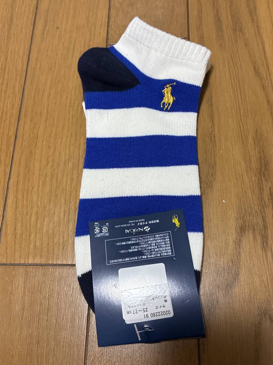 ラルフローレン☆サイズ25〜27㎝☆ラルフローレンの刺繍・ボーダー柄が可愛い靴下☆新品