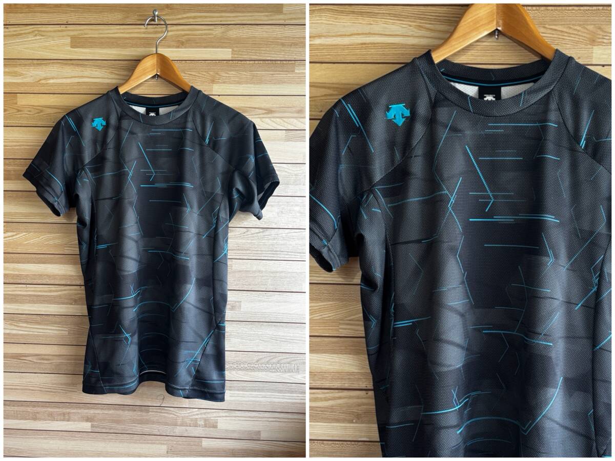セール★小さめ サイズ L★Mくらい★DESCENTE デサント 半袖 シャツ Tシャツ ブラック 黒 春夏 春 夏 スポーツウェア トレーニング
