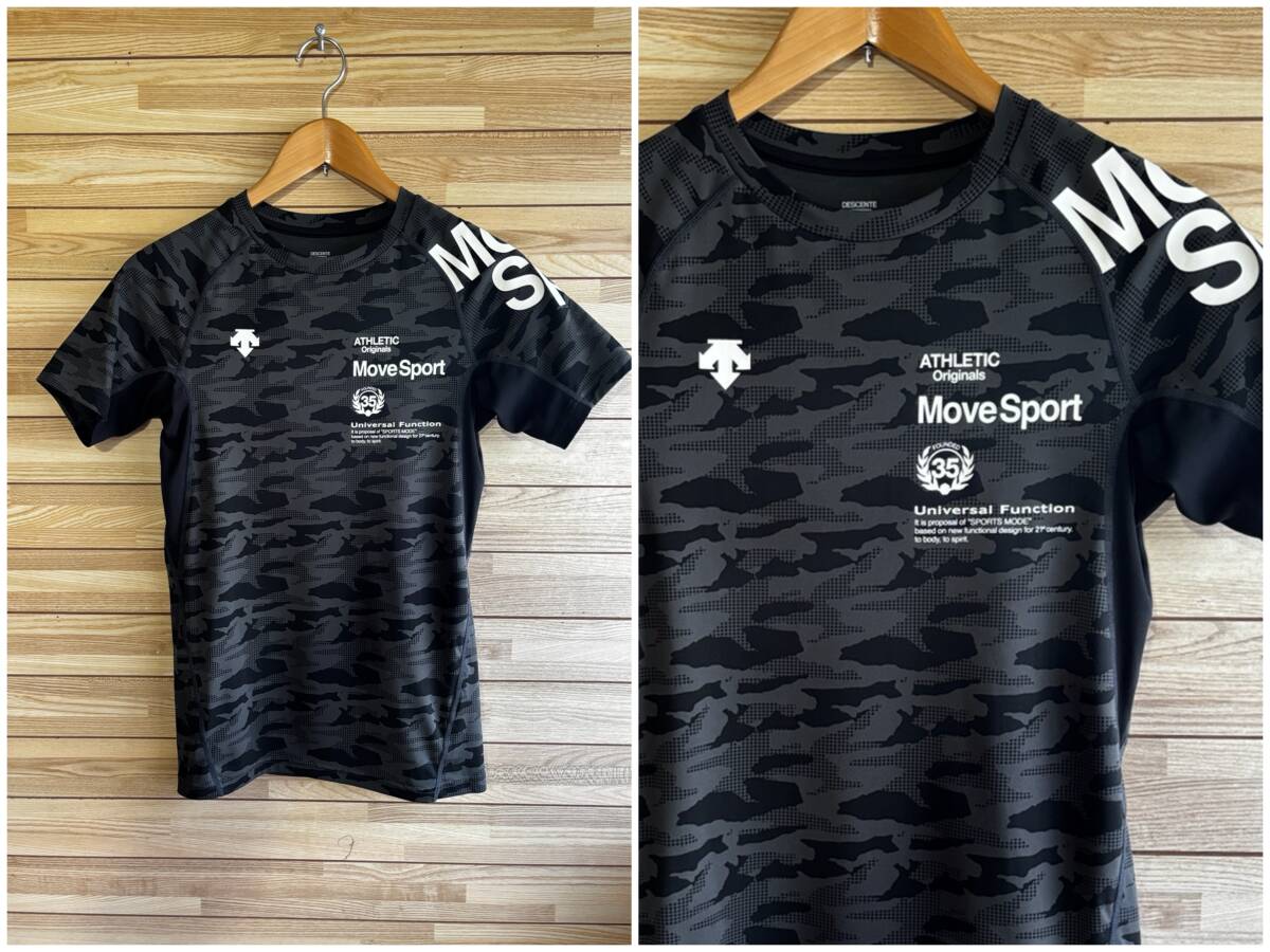 セール★サイズ M★DESCENTE デサント MOVE SPORT ムーブスポーツ トレーニング フィット シャツ Tシャツ 軽量 高ストレッチ ブラック 黒