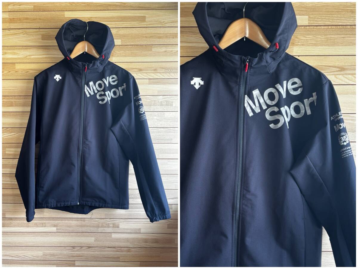 セール★サイズ L★DESCENTE MOVE SPORT デサント ムーブスポーツ 光発熱 +5度 フード ジャケット パーカー ジップ ネイビー 紺 秋冬 冬