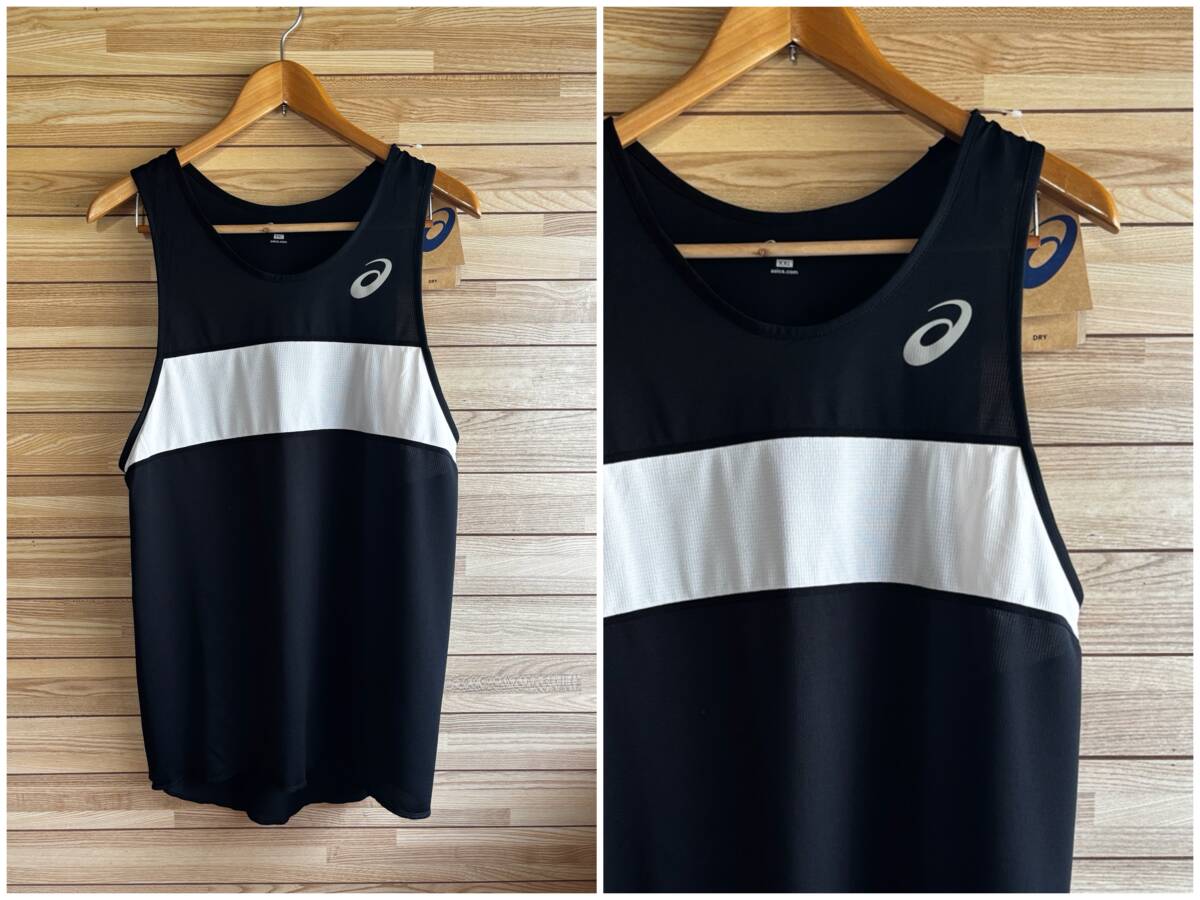 ★大きい サイズ XXL 3L 2XL★ASICS アシックス XT1039 メンズ ランニング シャツ ジョギング ブラック 黒 陸上 吸汗速乾 軽量 UVカット