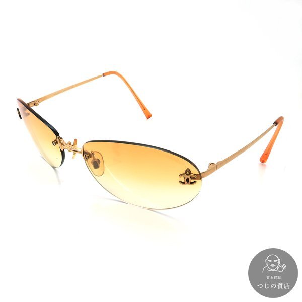 1円～ CHANEL サングラス ココマーク リムレス 4013 125/56 130 GP シャネル◆送料600円～◆～8/11(火)終了◆質屋-12245