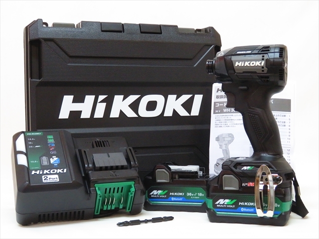 ◆[未使用品] HiKOKI ハイコーキ コードレスインパクトドライバ WH36DD 2XHBSZ ストロングブラック 36V 蓄電池(2点)/充電器付 電動工具◆