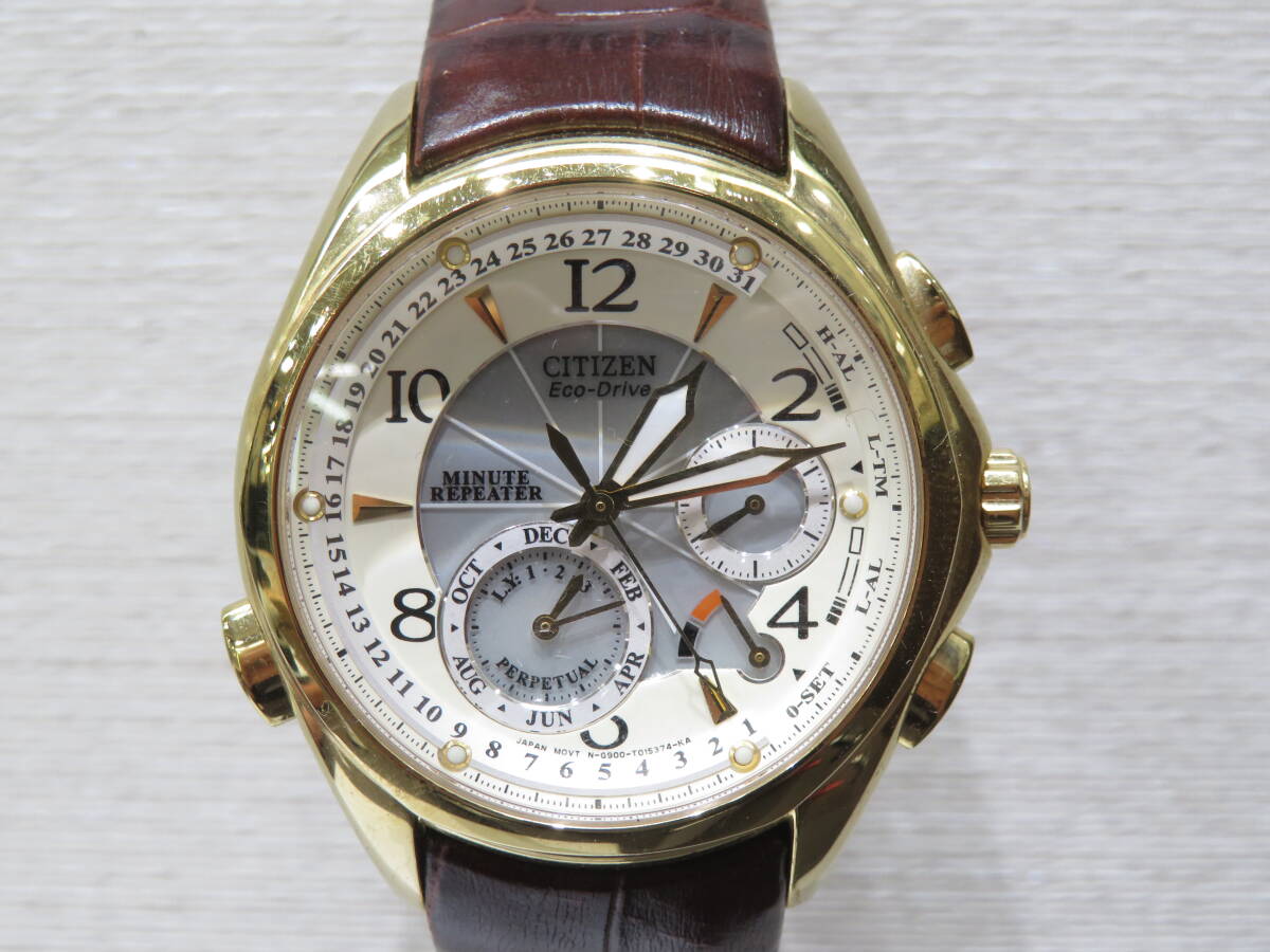 動作品 CITIZEN エコドライブ コンプリケーション ミニッツリピーター 腕時計 メンズウォッチ G900-S040027 ソーラー CALIBRE9000 レア