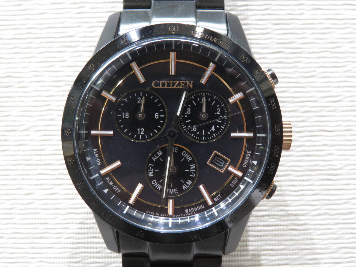 動作品 CITIZEN シチズン エコドライブ 腕時計 メンズウォッチ E820-S098173 ソーラー ブラック 黒 人気 定番
