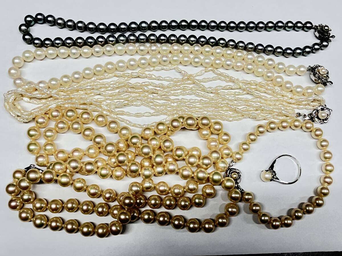 ロ2608-0939　パール系 アクセサリー まとめ　セット　真珠系　ネックレス　指輪　ブレスレット　中古品　ネコポス