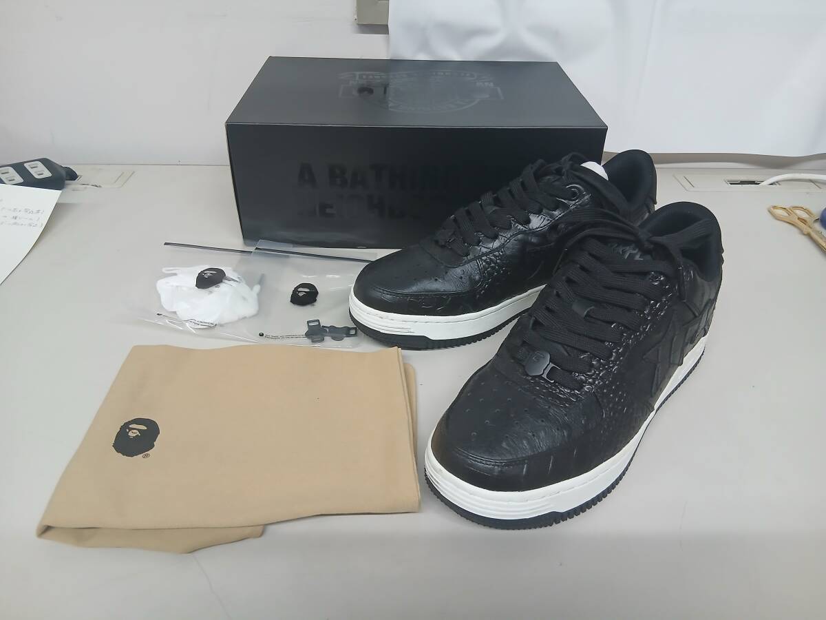 T2608-0879　NEIGHBORHOOD × A BATHING APE BAPE STA black　コラボスニーカー　ブラックレザー　サイズ：10　28cm　中古品　ヤ80