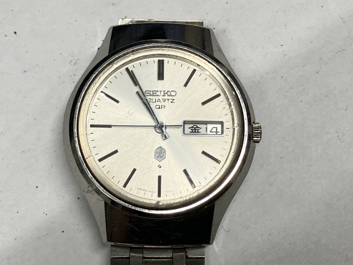 石2608-1074　腕時計　SEIKO　3863-7010　セイコー　クォーツ　QR　デイデイト　ベルト破損　中古品　ネコポス