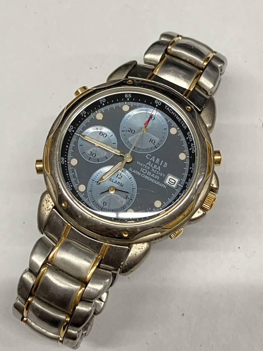 石2608-1069　腕時計　ALBA　CARIB　Y182-6B10　アルバ　カリブ　クロノグラフ　中古品　宅急便コンパクト
