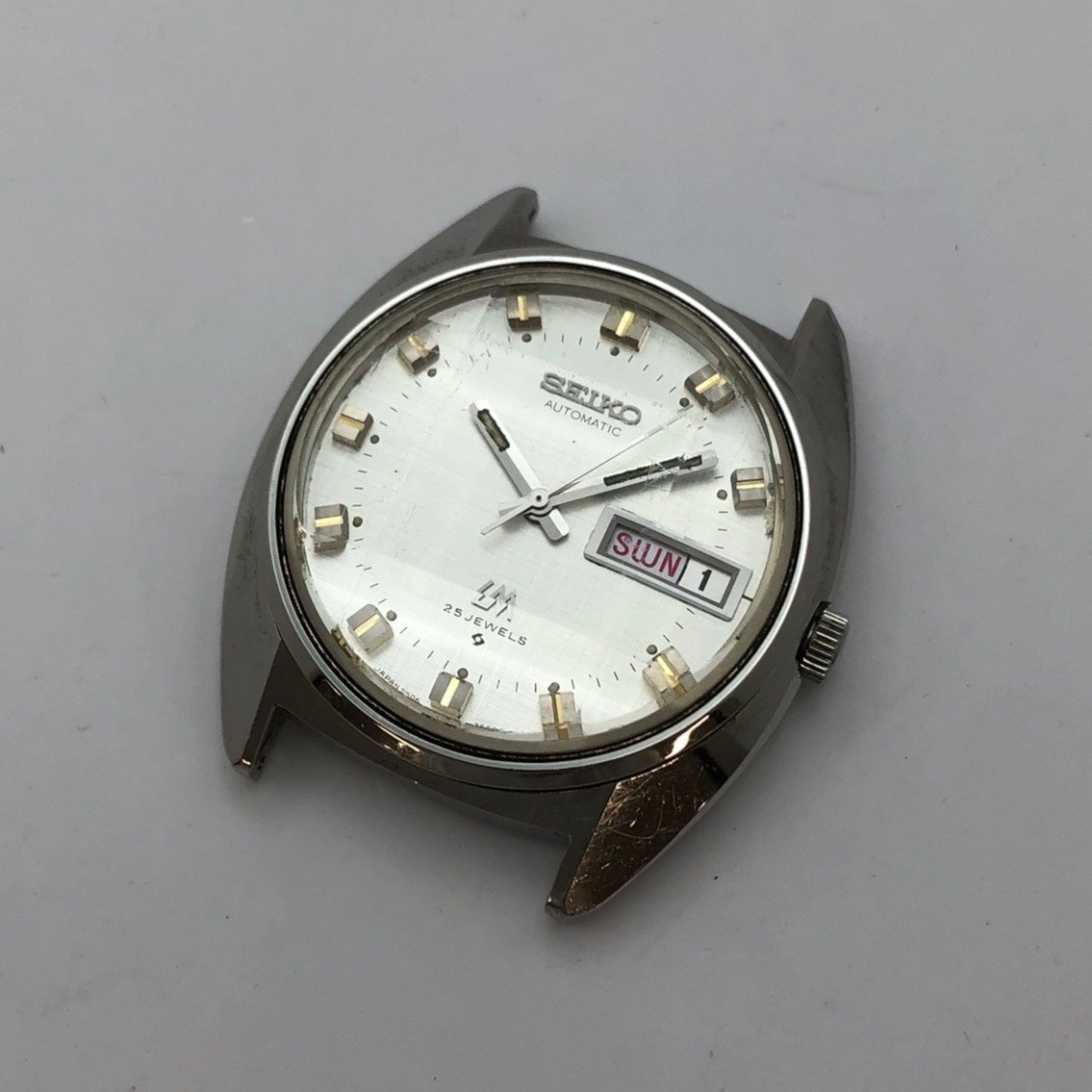 1円～/SEIKO/セイコー/LM/ロードマチック/5606-7230/25石/3針/デイデイト/シルバー文字盤/自動巻/メンズ腕時計/稼動品/ジャンク/S011