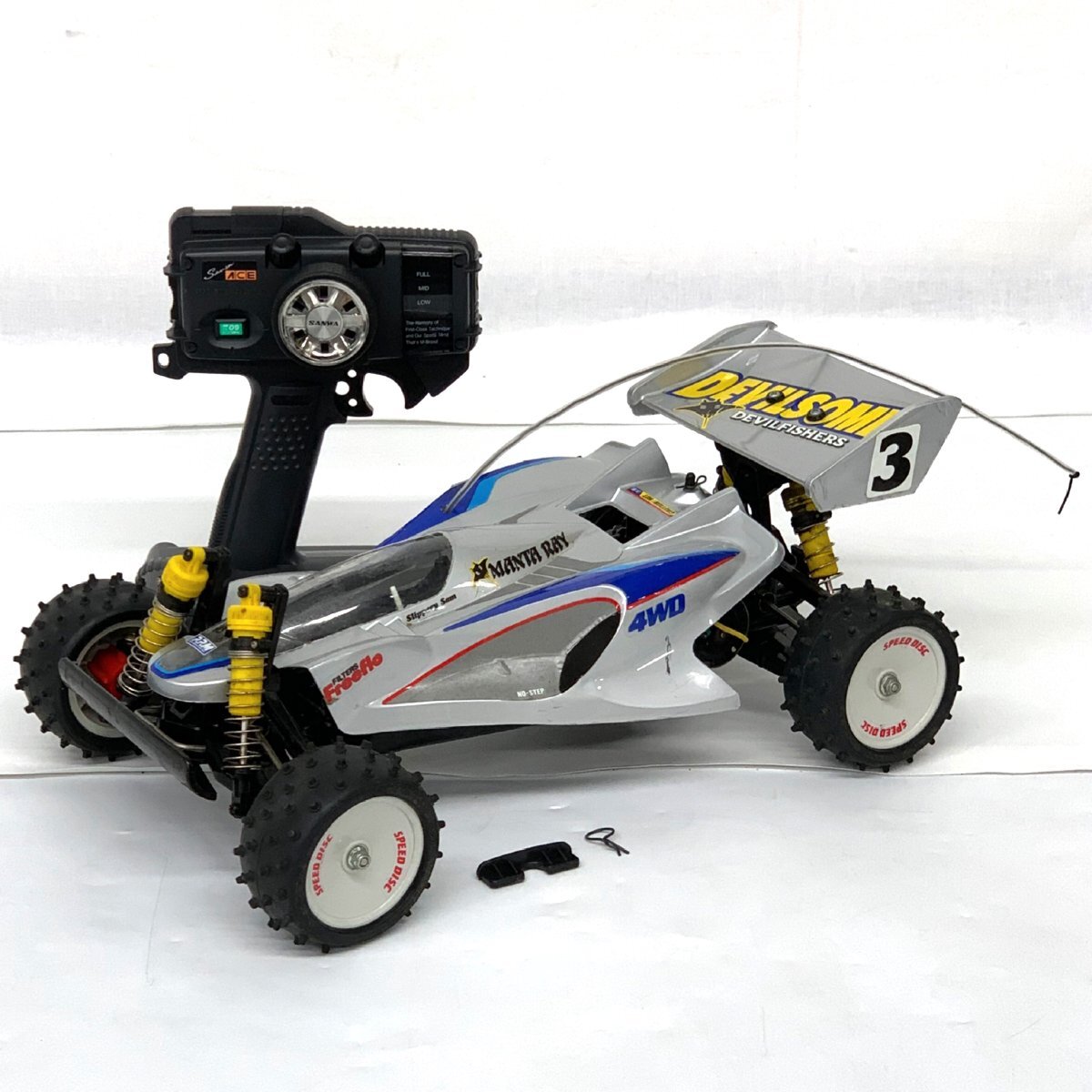 1円～/TAMIYA/タミヤ/MANTA RAY/マンタレイ/4WD/バギー/ラジコン/SANWA/New ATRAS/SevenACE付/ホビー/おもちゃ/電動RC/ジャンク/TH002