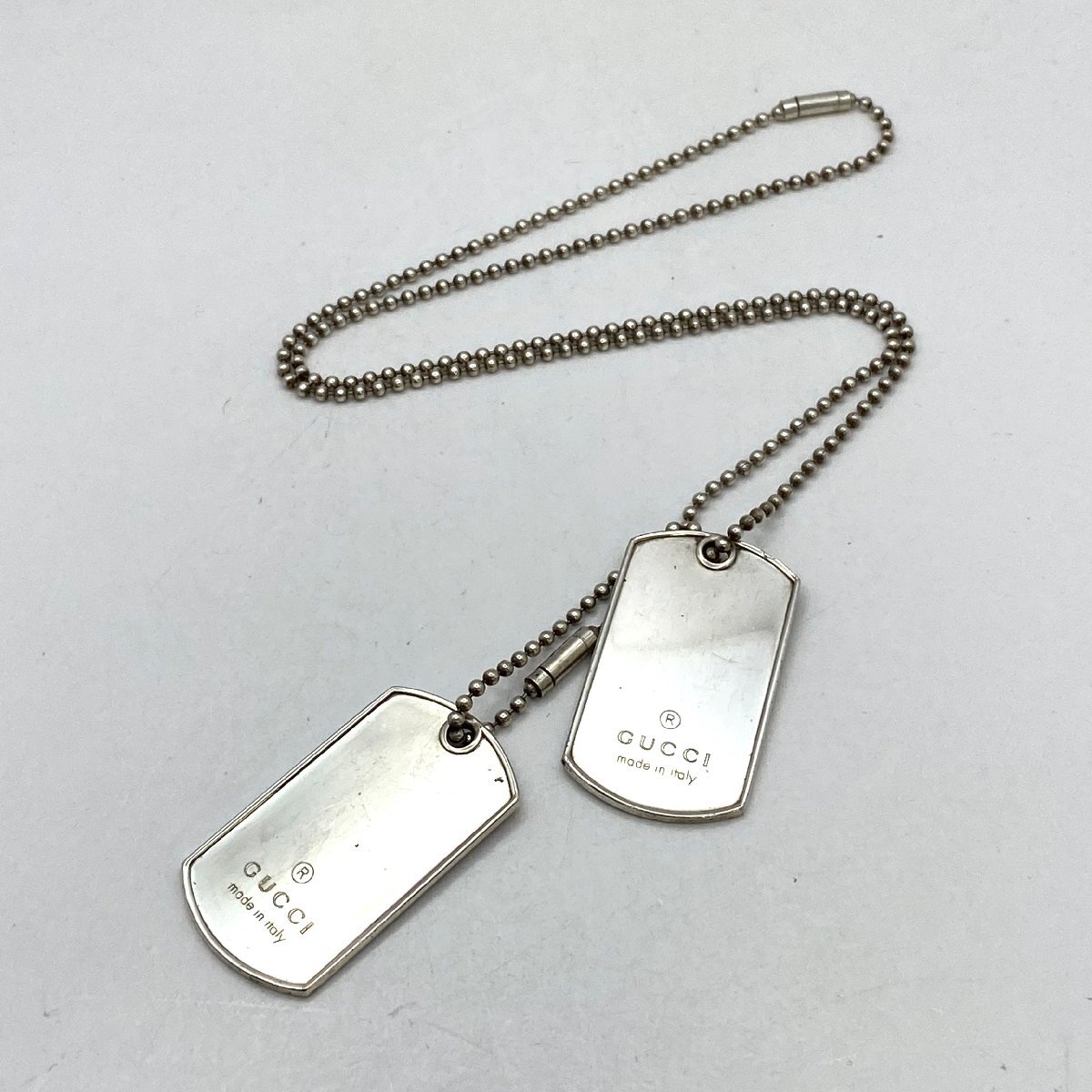 1円～/GUCCI/グッチ/ダブルプレート/ドッグタグ/SV/925/シルバー/ネックレス/アクセサリー/ブランド/ファッション/メンズ/レディース/H007