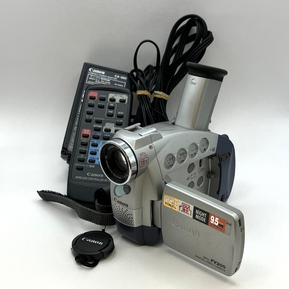 CANON/キャノン/NTSC/DM-FV200/シルバーカラー/付属品付/デジタルビデオカメラ/ビデオカメラ/通電確認済/ジャンク/K001