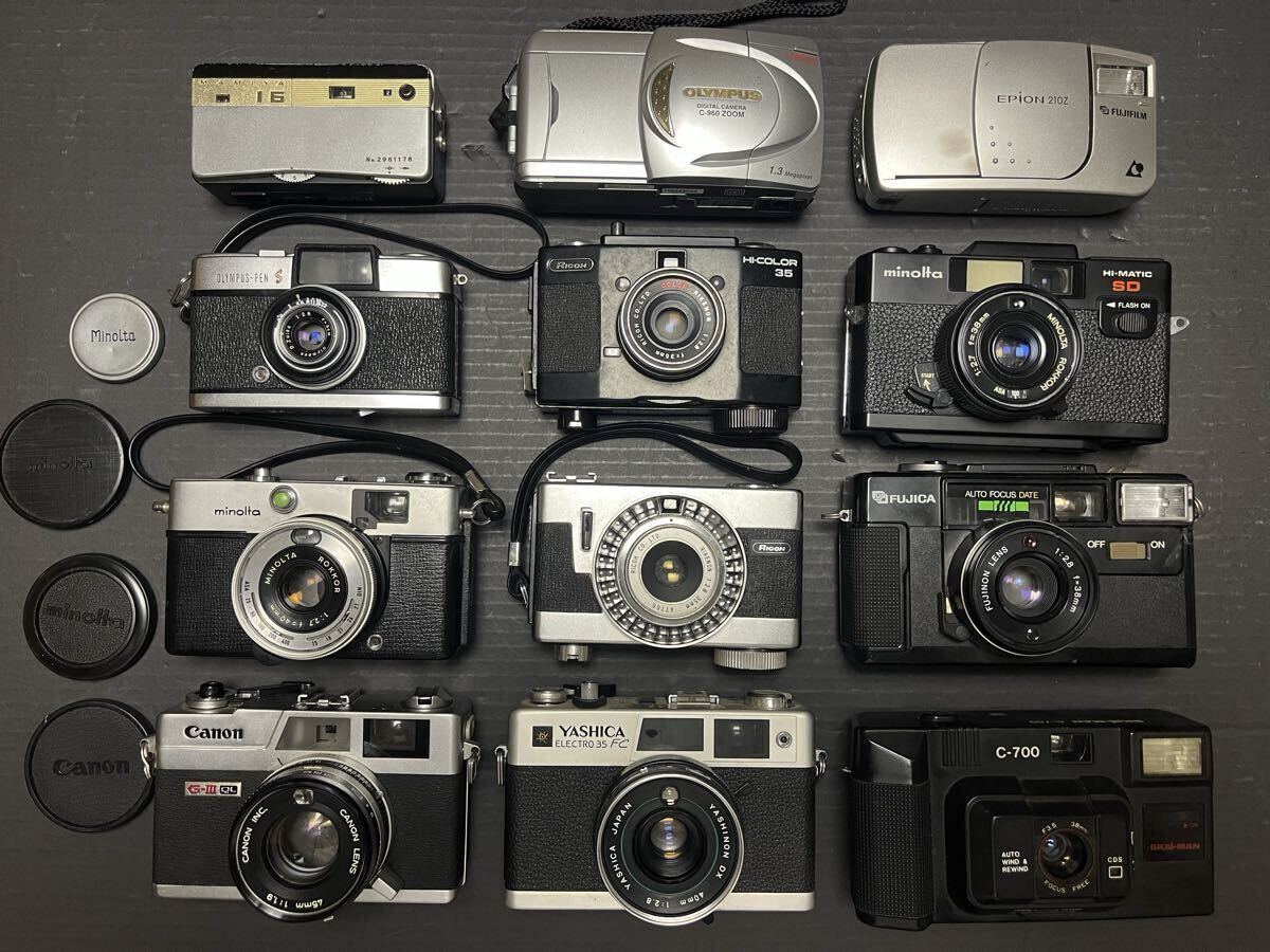 フィルムカメラ まとめて12台 canon Minolta FUJI OLYMPUS RICOH YASHICA / QL PEN HI matic 大量 まとめ SET セット