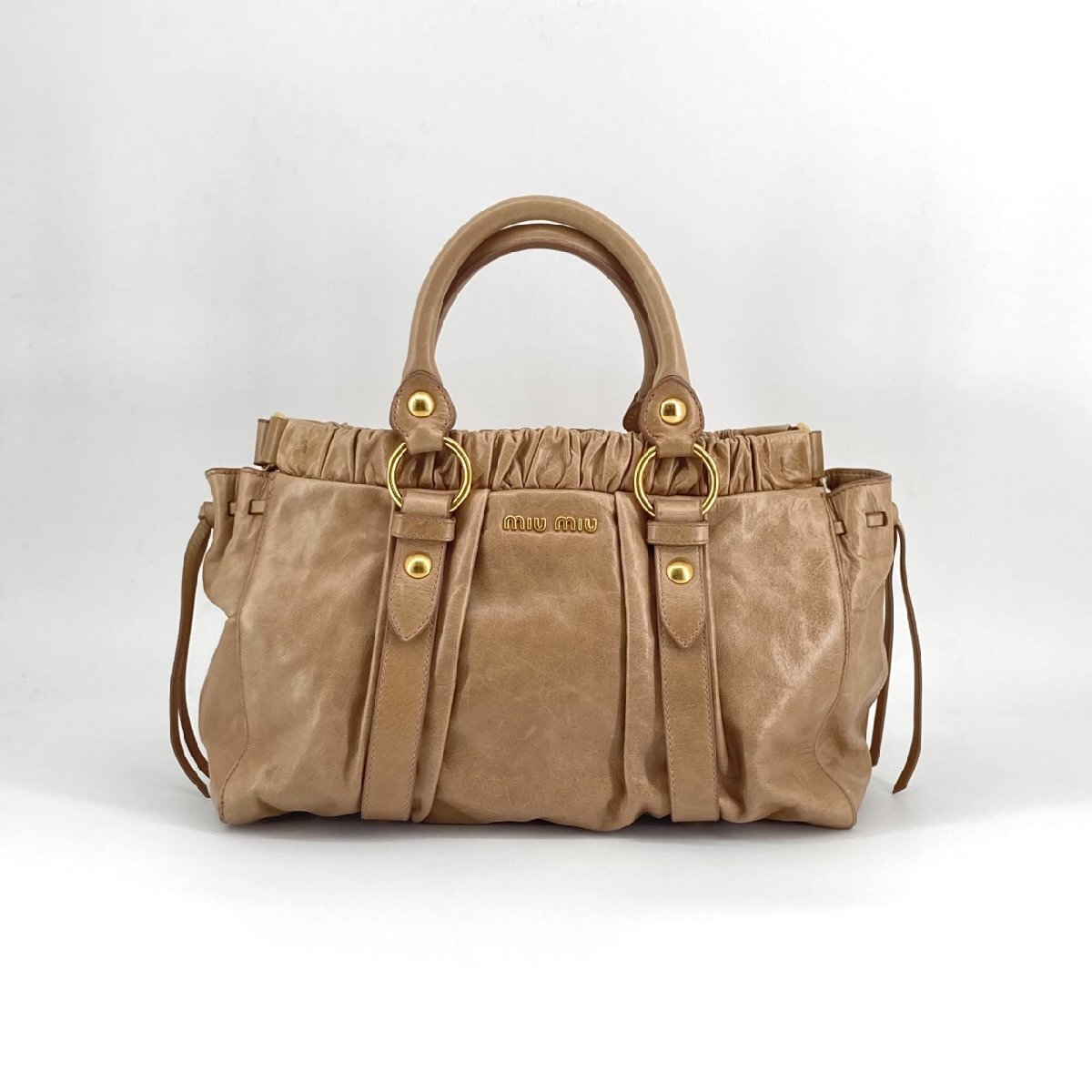 Miu Miu VITELLO　LUX　ヴィッテロ　リュクス 2WAY RT0383 ハンドバッグ ベージュ