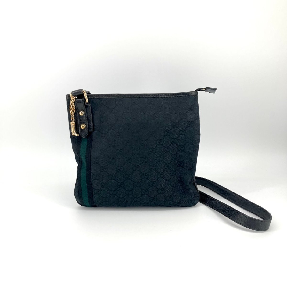 GUCCI シェリーライン GGキャンバス 144388 ショルダーバッグ ブラック