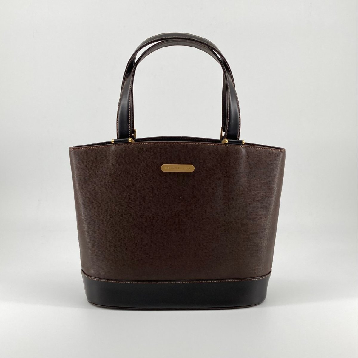 BURBERRY ヴィンテージミニ ゴールド金具 トートバッグ ブラウン