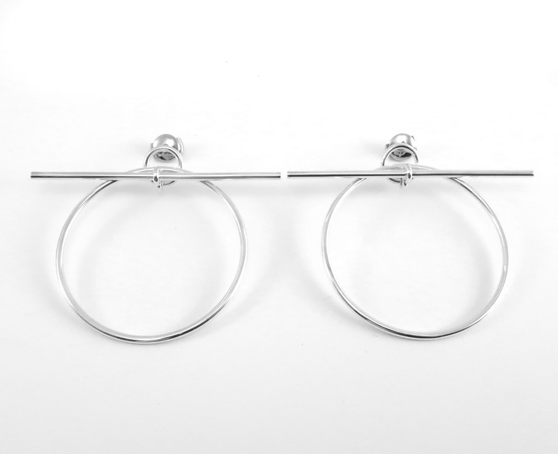 エルメス HERMES ループ ピアス MM フープ スイング シルバー SV925 /34926
