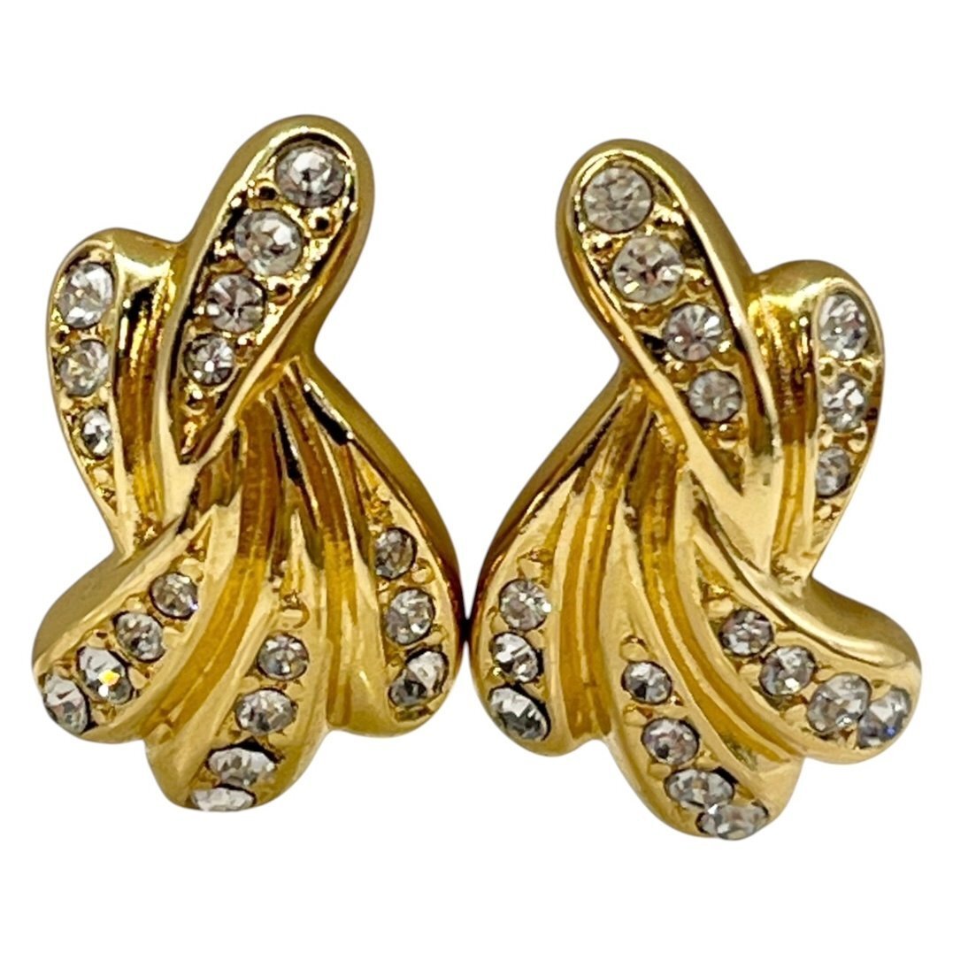 1円スタート！Christian Dior　ディオール　アクセサリー　イヤリング　ラインストーン付き　中古品　こねこ便420　蘇や(MtY2792)