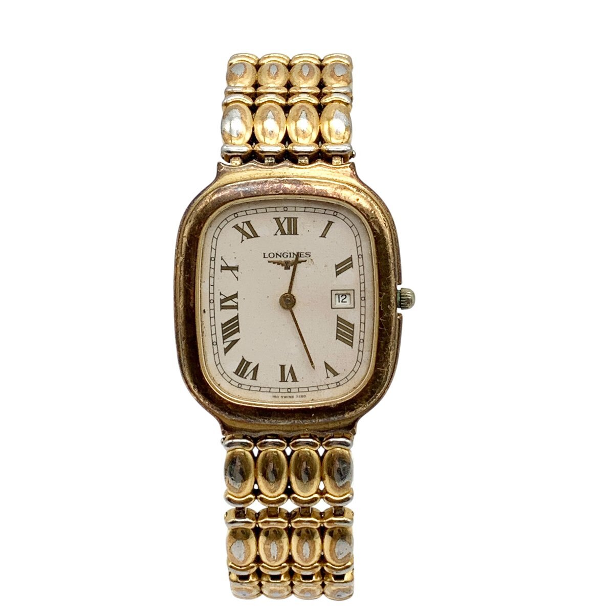 1円スタート！ LONGINES ロンジン 時計 腕時計 Flagship フラッグシップ デイト クオーツ 稼働 ジャンク品 コンパクトサイズ 蘇や(TPS59)