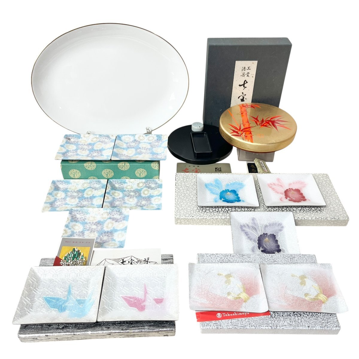 七宝焼　食器　WEDGWOOD　ウェッジウッド　銘々皿　菓子皿　プレート　大皿　書道具セット　おまとめ　中古品　100サイズ　蘇さ(MtY196)