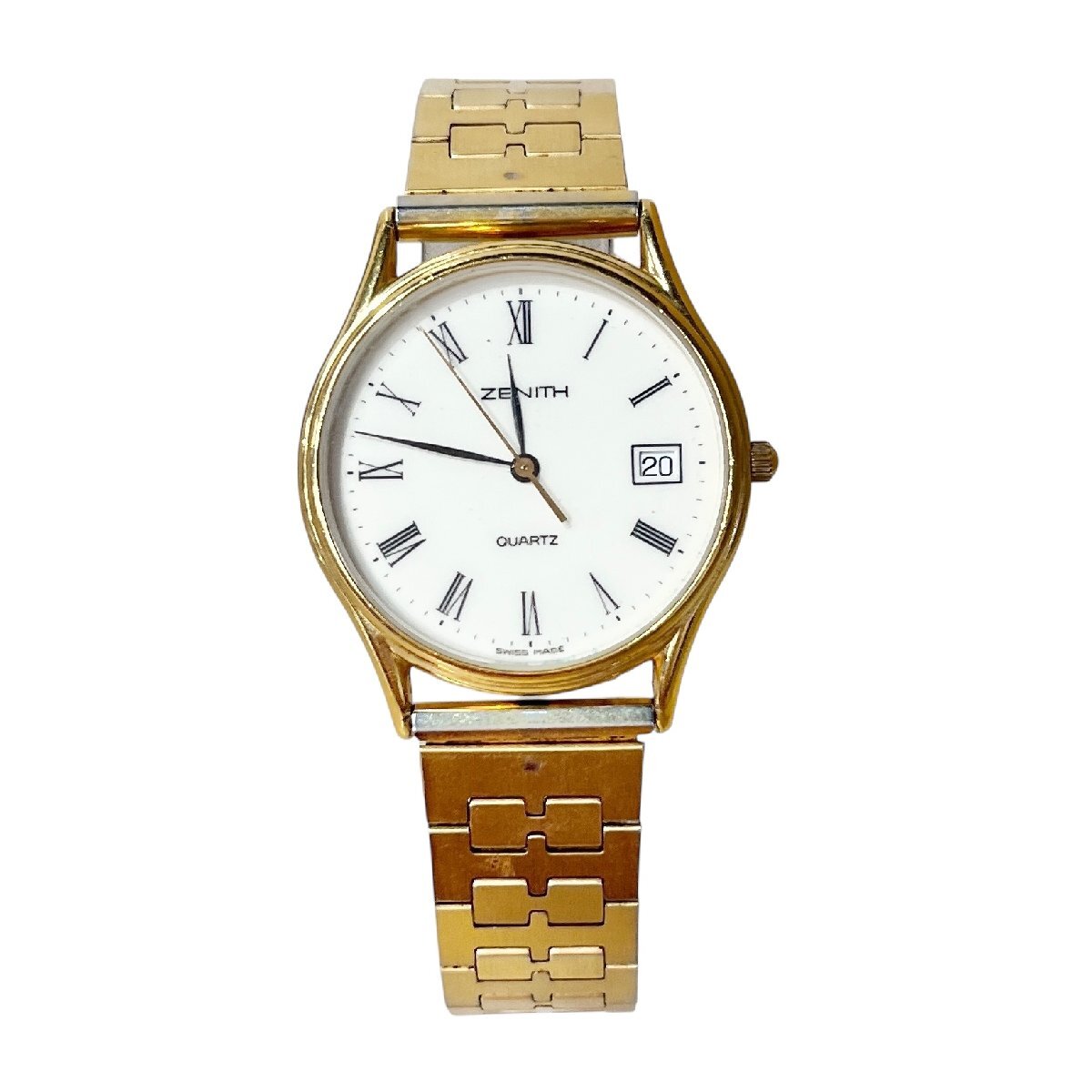 稼働　ZENITH　ゼニス　時計　腕時計　27 0190 207　ホワイト文字盤　ゴールドベルト　クオーツ　中古品　コンパクトサイズ　蘇や(MtY197)