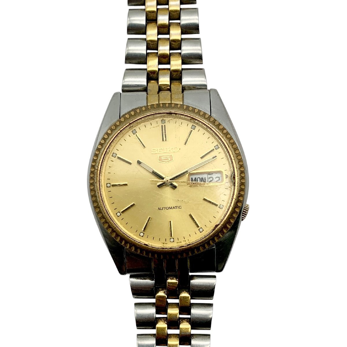 1円スタート！ 稼働 SEIKO 5 セイコー 時計 腕時計 7S26-0500 ラウンド文字盤 自動巻き ジャンク品 コンパクトサイズ 蘇や(BBY3710)