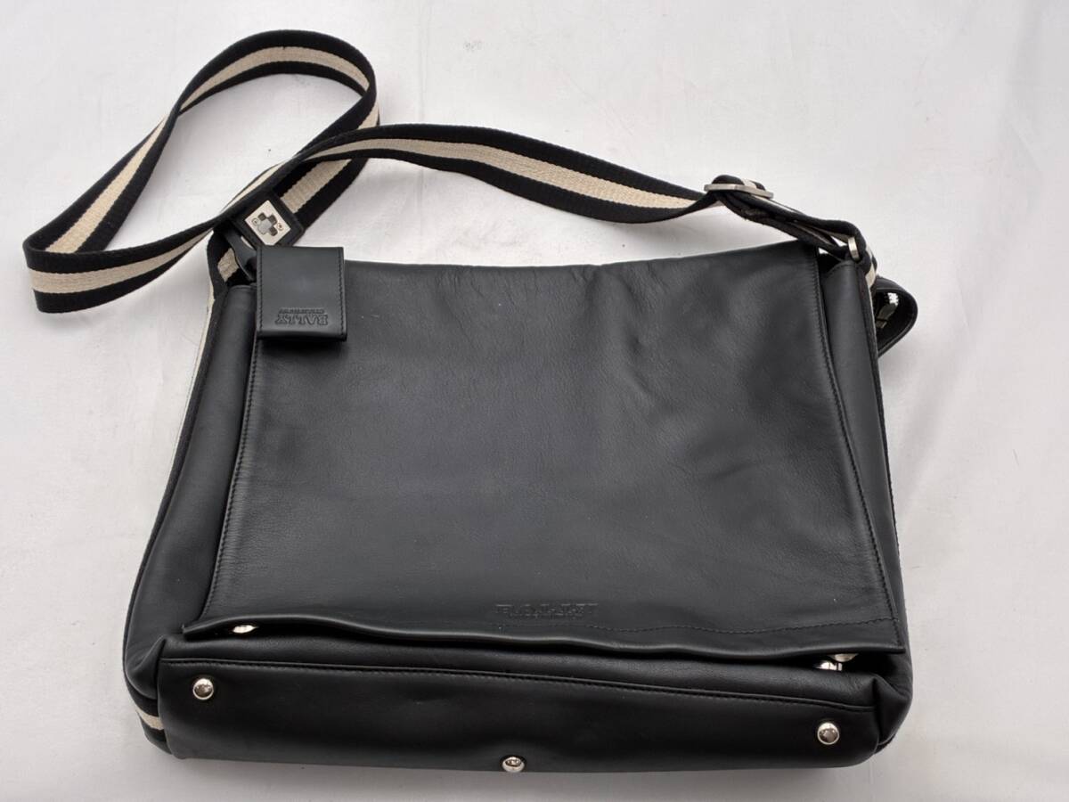 BALLY ショルダー バッグ メッセンジャーバッグ ブラック レザー 黒 ビジネス メンズ バリー ♯2959