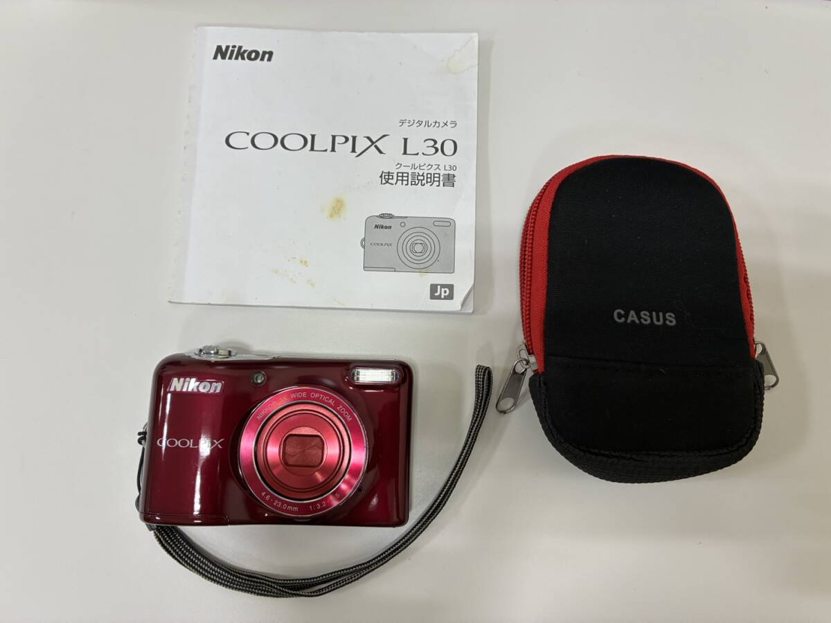【使用数回：美品】NIKON COOLPIX L30 コンパクト デジタルカメラ コンデジ 稼働品 単三電池付属無し ソフトケース付き ♯3043