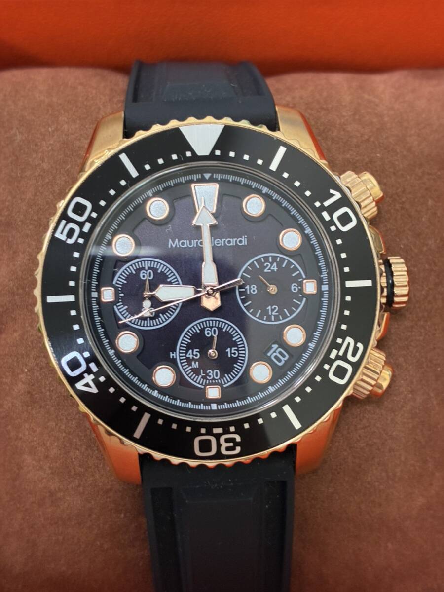 MAURO JERARDI マウロ・ジェラルディ SOLAR CHRONOGRAPH デイト ソーラー クロノグラフ MJ-065 稼働品 腕時計 メンズ ♯2986